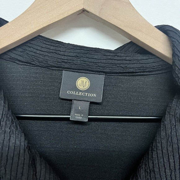 JM Collection Womens Textured Bell Sleeve Jacket Size L Black Career Workwear - Picture 6 of 9